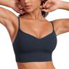 imageCRZ YOGA Womens Butterluxe Sweetheart Longline Sports Bra  V Neck Adjustable Thin Strap Yoga Bra Camisole Padded Crop TopTrue Navy