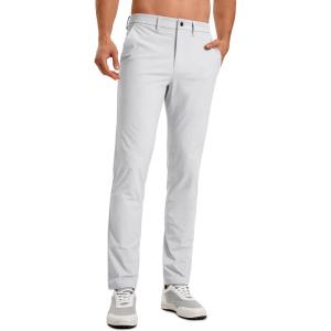 imageCRZ YOGA Casual Golf Pants for Men  32quot Water Resistant Lightweight Work Dress Pants with Zipper PocketsPlatinum Grey