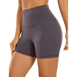 imageCRZ YOGA Womens Butterluxe Biker Shorts 4  High Waisted Booty Workout Volleyball Yoga SpandexTornado Grey