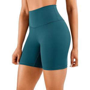 imageCRZ YOGA Womens Naked Feeling Biker Shorts  6 Inches High Waist Yoga Workout Running Gym Spandex ShortsBorealis Green