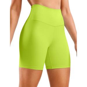 imageCRZ YOGA Womens Naked Feeling Biker Shorts  6 Inches High Waist Yoga Workout Running Gym Spandex ShortsChartreuse