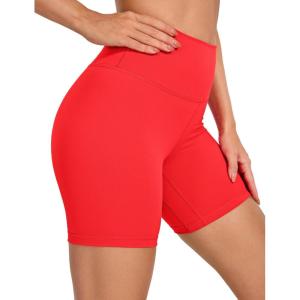 imageCRZ YOGA Womens Naked Feeling Biker Shorts  6 Inches High Waist Yoga Workout Running Gym Spandex ShortsDeep Red