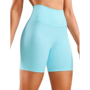 imageCRZ YOGA Womens Naked Feeling Biker Shorts  6 Inches High Waist Yoga Workout Running Gym Spandex ShortsHydra Blue