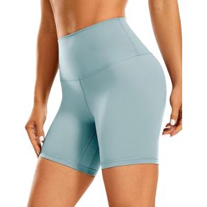 imageCRZ YOGA Womens Naked Feeling Biker Shorts  6 Inches High Waist Yoga Workout Running Gym Spandex ShortsLight Grayish Blue