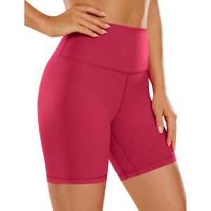 imageCRZ YOGA Womens Naked Feeling Biker Shorts  6 Inches High Waist Yoga Workout Running Gym Spandex ShortsPomegranate