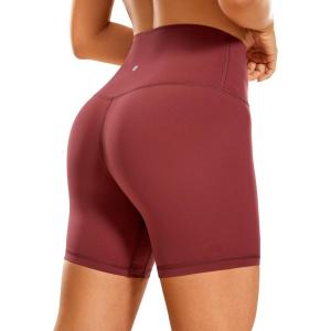 imageCRZ YOGA Womens Naked Feeling Biker Shorts  6 Inches High Waist Yoga Workout Running Gym Spandex ShortsSavannah Red