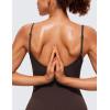 imageCRZ YOGA Butterluxe Athletic Rompers for Women Adjustable Strap Padded Workout Shorts Jumpsuits One Piece Bodysuit Tank TopsHot Fudge Brown