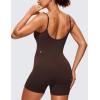 imageCRZ YOGA Butterluxe Athletic Rompers for Women Adjustable Strap Padded Workout Shorts Jumpsuits One Piece Bodysuit Tank TopsHot Fudge Brown
