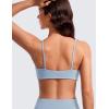 imageCRZ YOGA Butterluxe Spaghetti Strap Sports Bras for Women  Square Neck Yoga Wireless Low Coverage Padded Cami Crop TopCambric Blue