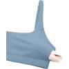 imageCRZ YOGA Butterluxe Spaghetti Strap Sports Bras for Women  Square Neck Yoga Wireless Low Coverage Padded Cami Crop TopCambric Blue