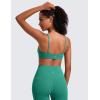 imageCRZ YOGA Butterluxe Spaghetti Strap Sports Bras for Women  Square Neck Yoga Wireless Low Coverage Padded Cami Crop TopCascadia Green