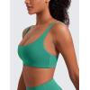 imageCRZ YOGA Butterluxe Spaghetti Strap Sports Bras for Women  Square Neck Yoga Wireless Low Coverage Padded Cami Crop TopCascadia Green