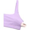 imageCRZ YOGA Butterluxe Spaghetti Strap Sports Bras for Women  Square Neck Yoga Wireless Low Coverage Padded Cami Crop TopElfin Purple