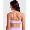 imageCRZ YOGA Butterluxe Spaghetti Strap Sports Bras for Women  Square Neck Yoga Wireless Low Coverage Padded Cami Crop TopElfin Purple
