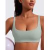 imageCRZ YOGA Butterluxe Spaghetti Strap Sports Bras for Women  Square Neck Yoga Wireless Low Coverage Padded Cami Crop TopGreen Palm Court
