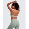 imageCRZ YOGA Butterluxe Spaghetti Strap Sports Bras for Women  Square Neck Yoga Wireless Low Coverage Padded Cami Crop TopGreen Palm Court