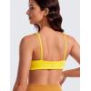 imageCRZ YOGA Butterluxe Spaghetti Strap Sports Bras for Women  Square Neck Yoga Wireless Low Coverage Padded Cami Crop TopHigh Visibility Yellow