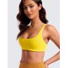 imageCRZ YOGA Butterluxe Spaghetti Strap Sports Bras for Women  Square Neck Yoga Wireless Low Coverage Padded Cami Crop TopHigh Visibility Yellow