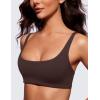 imageCRZ YOGA Butterluxe Spaghetti Strap Sports Bras for Women  Square Neck Yoga Wireless Low Coverage Padded Cami Crop TopHot Fudge Brown