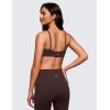 imageCRZ YOGA Butterluxe Spaghetti Strap Sports Bras for Women  Square Neck Yoga Wireless Low Coverage Padded Cami Crop TopHot Fudge Brown