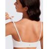 imageCRZ YOGA Butterluxe Spaghetti Strap Sports Bras for Women  Square Neck Yoga Wireless Low Coverage Padded Cami Crop TopMilky White Bone