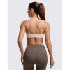imageCRZ YOGA Butterluxe Spaghetti Strap Sports Bras for Women  Square Neck Yoga Wireless Low Coverage Padded Cami Crop TopMojave Tan