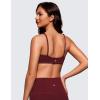 imageCRZ YOGA Butterluxe Spaghetti Strap Sports Bras for Women  Square Neck Yoga Wireless Low Coverage Padded Cami Crop TopRed Merlot