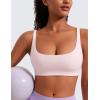 imageCRZ YOGA Butterluxe Spaghetti Strap Sports Bras for Women  Square Neck Yoga Wireless Low Coverage Padded Cami Crop TopStrawberry Pink