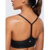 imageCRZ YOGA Butterluxe Womens Y Back Sports Bra  Padded Racerback Low Impact Spaghetti Thin Strap Workout Yoga TopFaux Leather Black