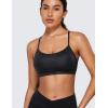 imageCRZ YOGA Butterluxe Womens Y Back Sports Bra  Padded Racerback Low Impact Spaghetti Thin Strap Workout Yoga TopFaux Leather Black