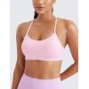imageCRZ YOGA Butterluxe Womens Y Back Sports Bra  Padded Racerback Low Impact Spaghetti Thin Strap Workout Yoga TopPink Peony