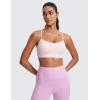 imageCRZ YOGA Butterluxe Womens Y Back Sports Bra  Padded Racerback Low Impact Spaghetti Thin Strap Workout Yoga TopStrawberry Pink