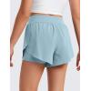 imageCRZ YOGA Girls 2 in 1 Dolphin Athletic Running Shorts with Pockets High Waist Teen Kid Workout Casual Tennis Soccer SplitLight Grayish Blue