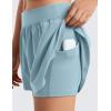 imageCRZ YOGA Girls 2 in 1 Dolphin Athletic Running Shorts with Pockets High Waist Teen Kid Workout Casual Tennis Soccer SplitLight Grayish Blue
