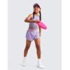 imageCRZ YOGA Girls 2 in 1 Dolphin Athletic Running Shorts with Pockets High Waist Teen Kid Workout Casual Tennis Soccer SplitLilac