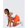 imageCRZ YOGA Girls 2 in 1 Dolphin Athletic Running Shorts with Pockets High Waist Teen Kid Workout Casual Tennis Soccer SplitNeon Orange
