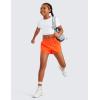 imageCRZ YOGA Girls 2 in 1 Dolphin Athletic Running Shorts with Pockets High Waist Teen Kid Workout Casual Tennis Soccer SplitNeon Orange
