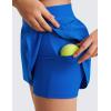 imageCRZ YOGA Girls 2 in 1 Dolphin Athletic Running Shorts with Pockets High Waist Teen Kid Workout Casual Tennis Soccer SplitSparkle Blue