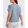imageCRZ YOGA Pima Cotton Short Sleeve Workout Tops for Women Loose Basic TShirt Athletic Gym Casual Tee ShirtsBelgian Blue