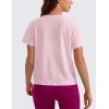 imageCRZ YOGA Pima Cotton Short Sleeve Workout Tops for Women Loose Basic TShirt Athletic Gym Casual Tee ShirtsStrawberry Pink