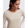 imageCRZ YOGA Pima Cotton Workout Long Sleeve Shirts for Women Athletic Crewneck Yoga Casual Tops Plain TShirtMojave Tan