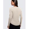 imageCRZ YOGA Pima Cotton Workout Long Sleeve Shirts for Women Athletic Crewneck Yoga Casual Tops Plain TShirtMojave Tan