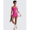 imageCRZ YOGA Womens Quick Dry Pleated Tennis Skirts Mid Waisted Cute Athletic Workout Running Sports Golf Skorts VolleyballHibiscus Purple