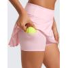 imageCRZ YOGA Womens Quick Dry Pleated Tennis Skirts Mid Waisted Cute Athletic Workout Running Sports Golf Skorts VolleyballStrawberry Pink