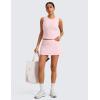 imageCRZ YOGA Womens Quick Dry Pleated Tennis Skirts Mid Waisted Cute Athletic Workout Running Sports Golf Skorts VolleyballStrawberry Pink