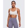 imageCRZ YOGA Womens Strappy Sports Bra  Criss Cross Back Padded Medium Support Wireless Gym Bra Sexy Workout Yoga BraMilky White