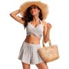 imageCRZ YOGA Womens Swim Shorts  High Waisted Beach Board Shorts Flowy Skirt Shorts Bathing Swim Bottoms with LinerMilky White Bone