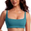imageCRZ YOGA Butterluxe Spaghetti Strap Sports Bras for Women  Square Neck Yoga Wireless Low Coverage Padded Cami Crop TopBorealis Green
