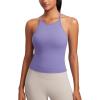 imageCRZ YOGA Butterluxe Womens Y Back Workout Tank Top with Built in Shelf Bra  Padded Halter High Neck Athletic Yoga CamisoleDark Lavender Purple