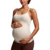 imageCRZ YOGA Butterluxe Y Back Maternity Tank Top for Women Ruched Pregnancy Basic Tops Sleeveless Athletic Yoga Shirts CamisoleMojave Tan